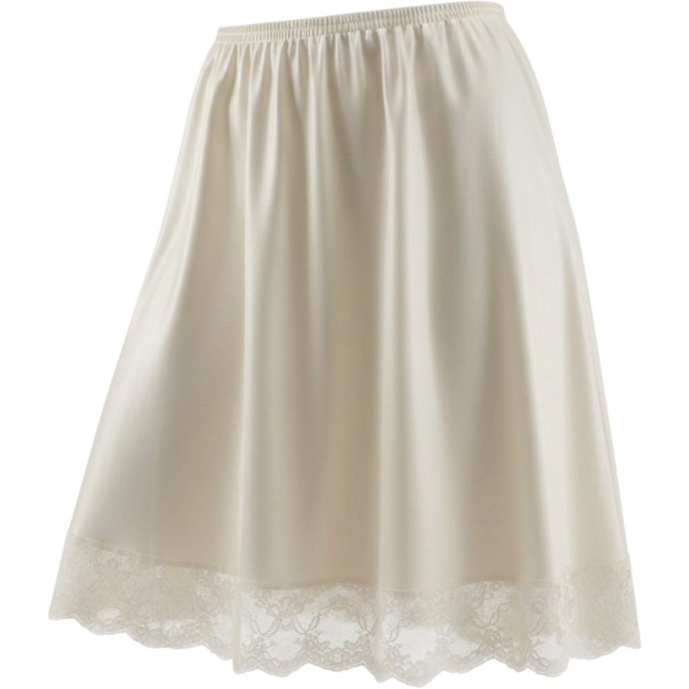 Vanity Fair Vintage Half Slip Ivory Lace Trim Antron III Nylon Made in USA Large